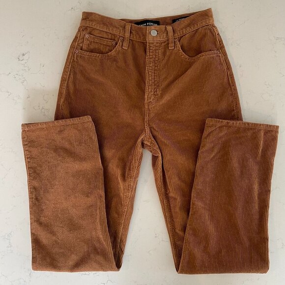 Denim Forum The Joni Hi Rise Loose Corduroy Cotton Pants Golden Brown Sz 26 - Picture 1 of 16